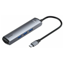 Хаб Baseus mechanical eye 6-in-1, Разветвитель, Type-C to 3xUSB3.0 + HDMI + RJ45 + PD серый