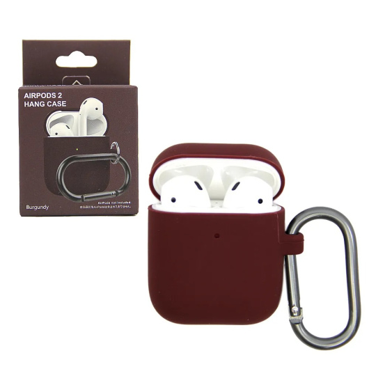 Силиконовый чехол с карабином для AirPods 1/2 Burgundy