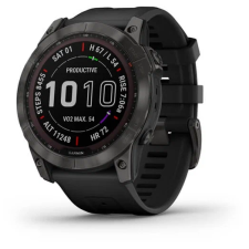 Умные часы Garmin Fenix 7X титановый черный  с силиконовым ремешком